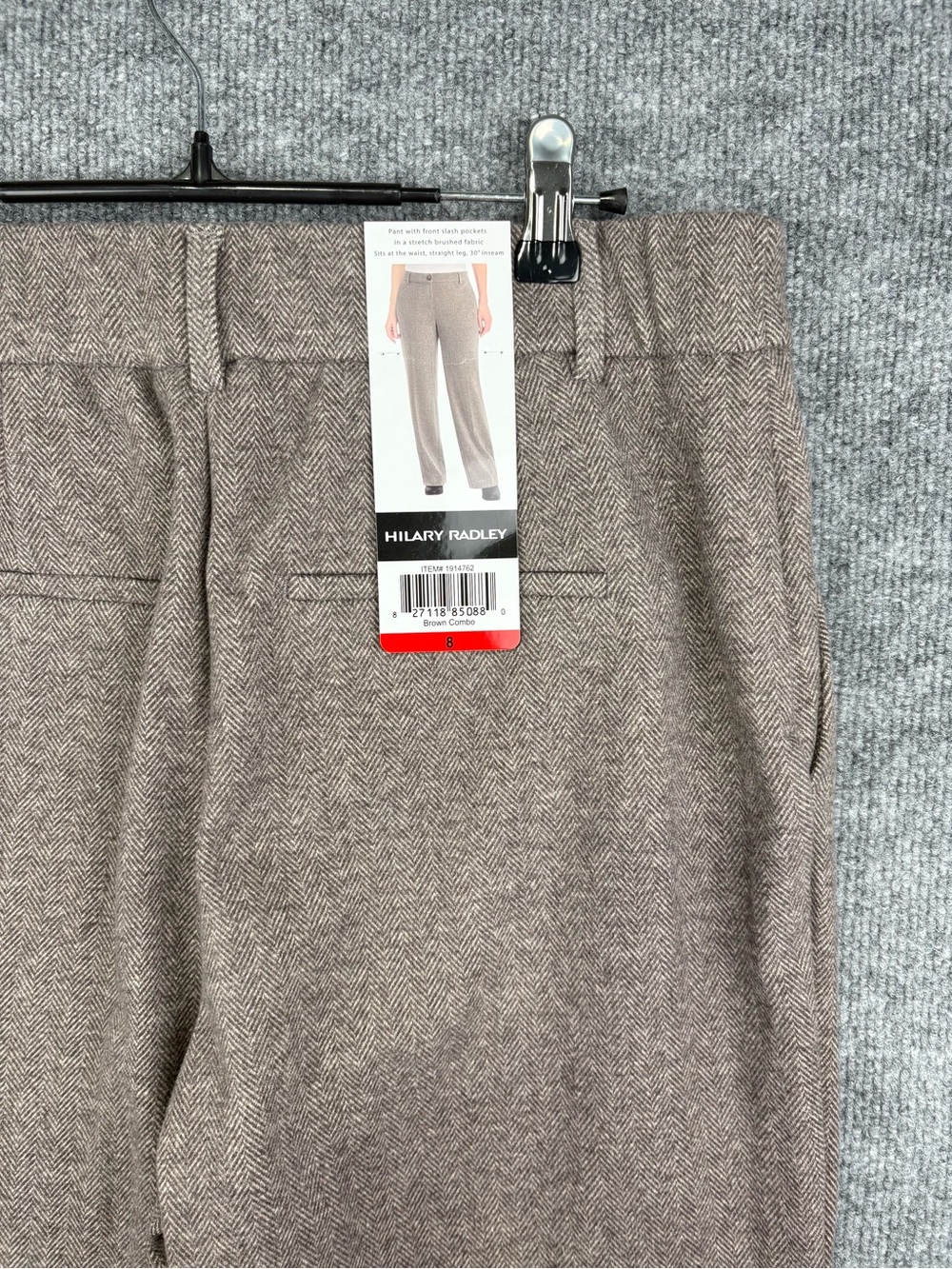Women’s Hilary Radley Front Slash Pockets Stretch Brushed Pants, Brown Combo, 8